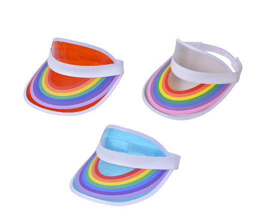 New Summer Retro Rainbow Clear Visor Hat