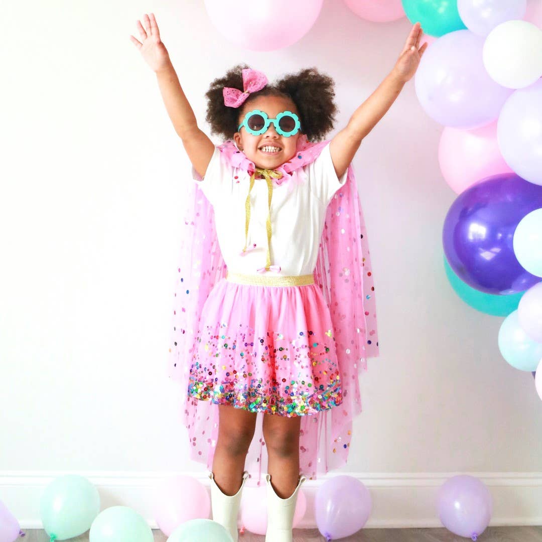 Raspberry Confetti Cape - Kids Dress Up Cape