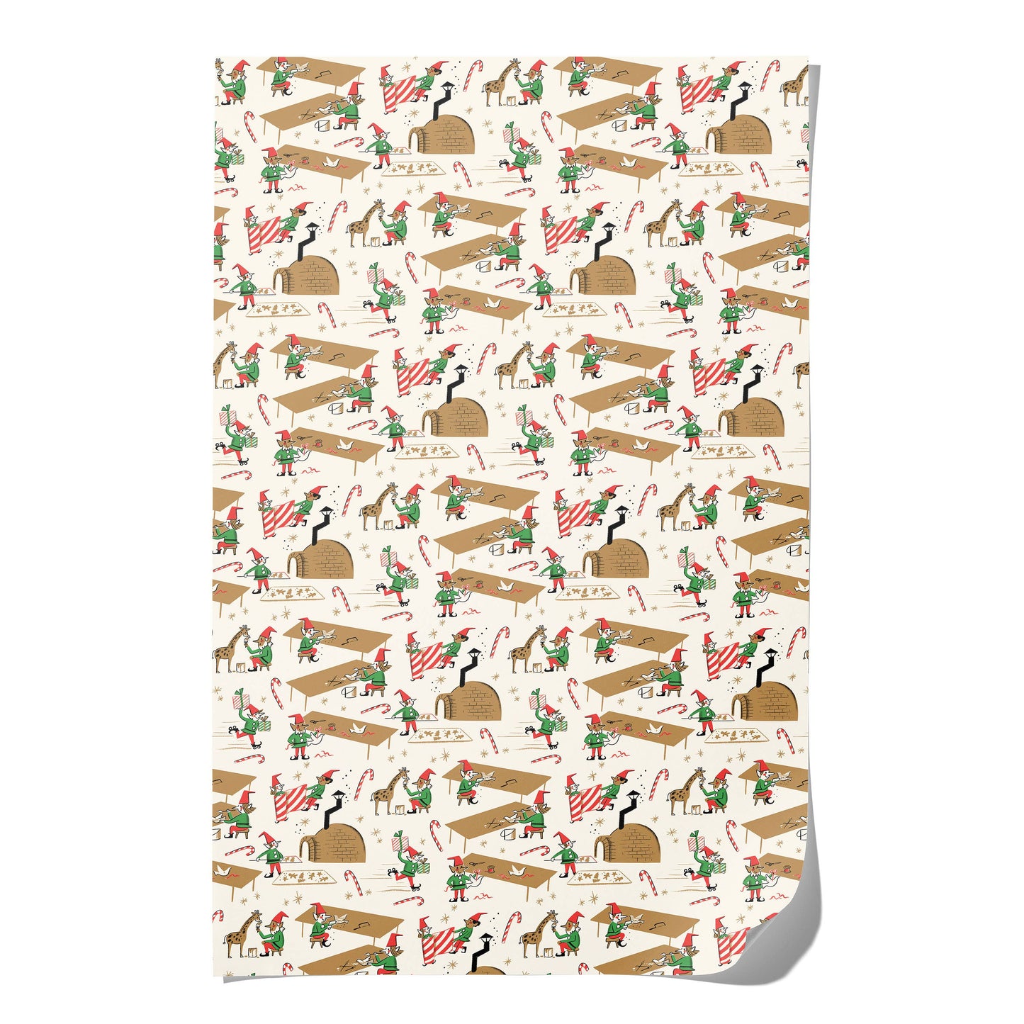 Santa's Workshop holiday wrapping paper