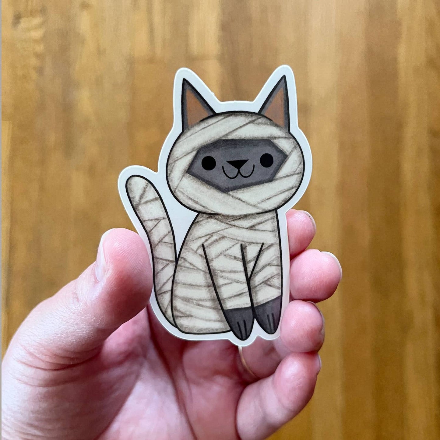 Mummy Cat Halloween Sticker