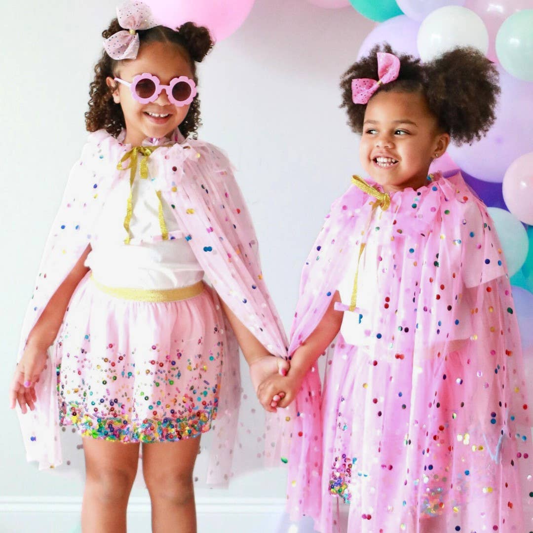 Raspberry Confetti Cape - Kids Dress Up Cape