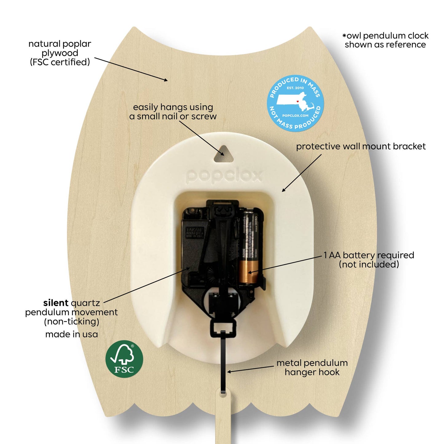 Baseball Pendulum Clock - Wood