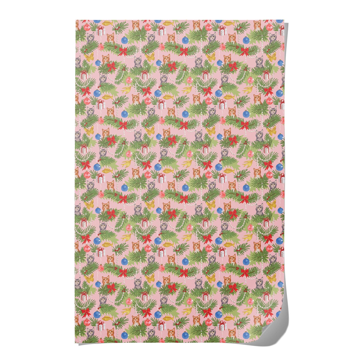 Meowy Christmas holiday wrapping paper