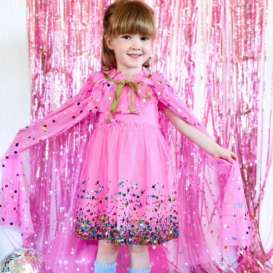 Raspberry Confetti Cape - Kids Dress Up Cape