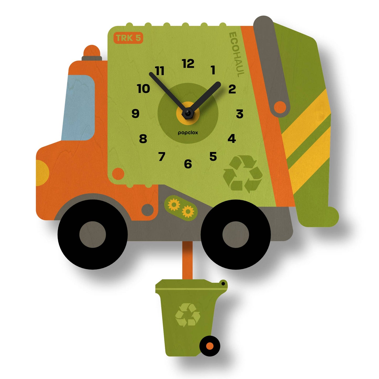 Garbage Truck Pendulum Clock - Wood