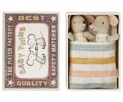 Baby Twin Mice in a Matchbox