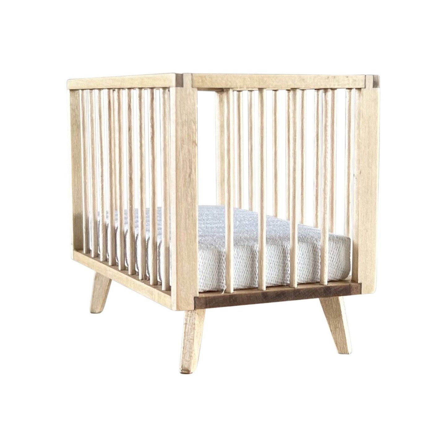 Dollhouse Nursery Crib + Mattress | Natural Wood