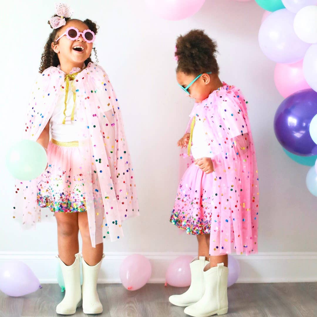 Raspberry Confetti Cape - Kids Dress Up Cape